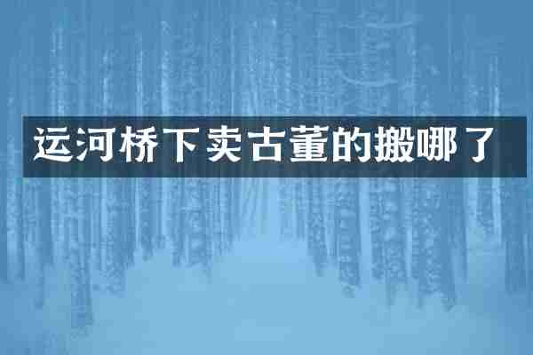 运河桥下卖古董的搬哪了