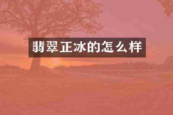 翡翠正冰的怎么样