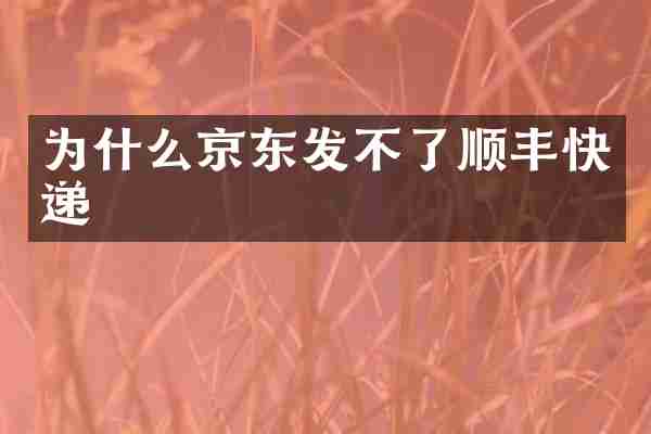 为什么京东发不了顺丰快递