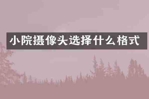 小院摄像头选择什么格式
