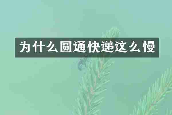 为什么圆通快递这么慢