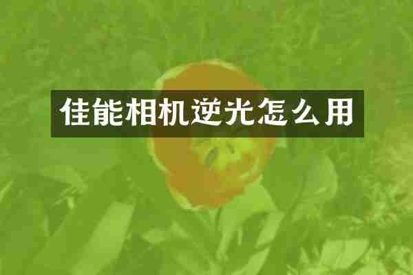 佳能相机逆光怎么用