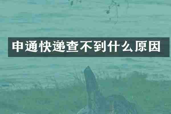 申通快递查不到什么原因