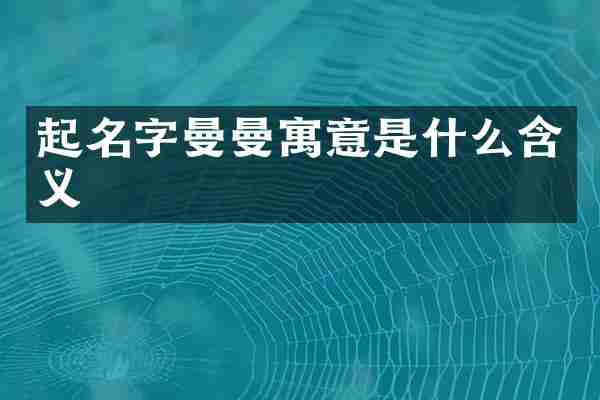 起名字曼曼寓意是什么含义
