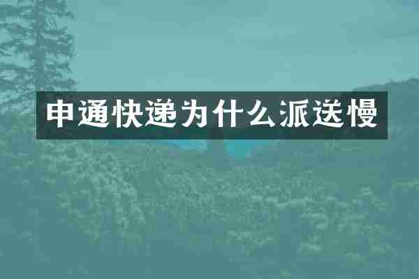申通快递为什么派送慢