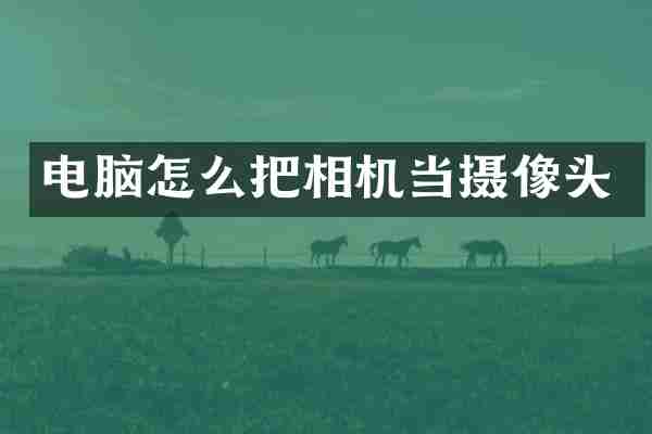 电脑怎么把相机当摄像头