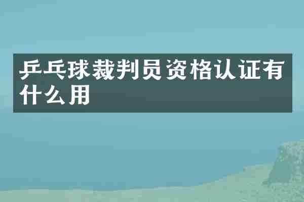 乒乓球裁判员资格认证有什么用