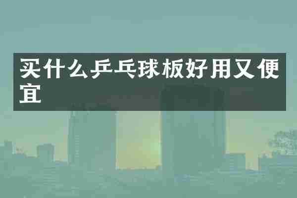 买什么乒乓球板好用又便宜