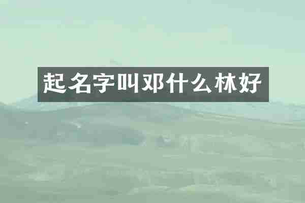 起名字叫邓什么林好