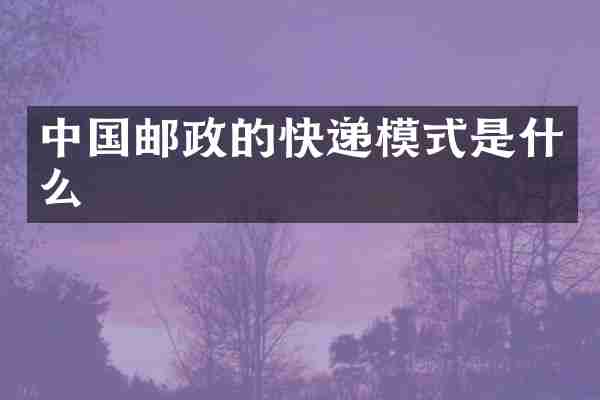 中国邮政的快递模式是什么