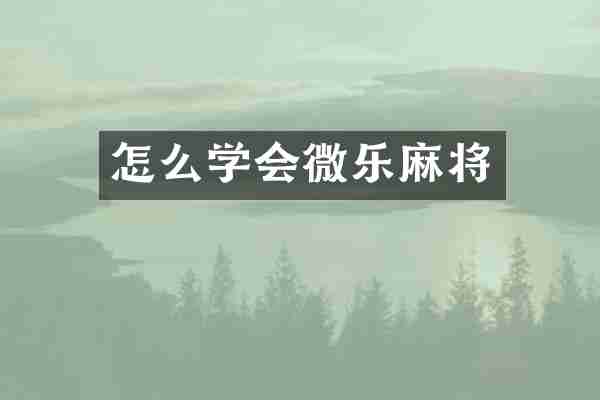 怎么学会微乐麻将
