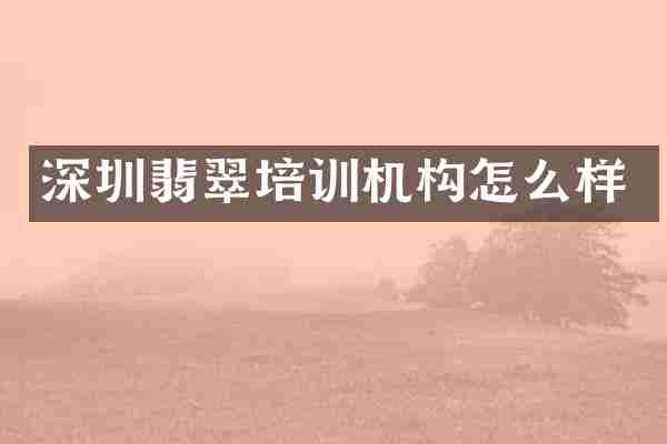深圳翡翠培训机构怎么样