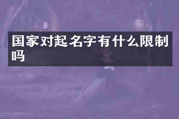 国家对起名字有什么限制吗