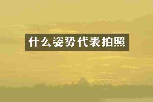什么姿势代表拍照
