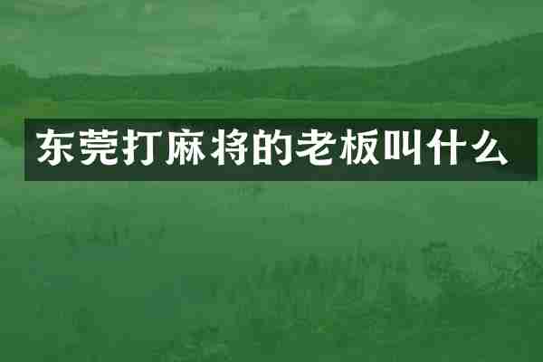 东莞打麻将的老板叫什么