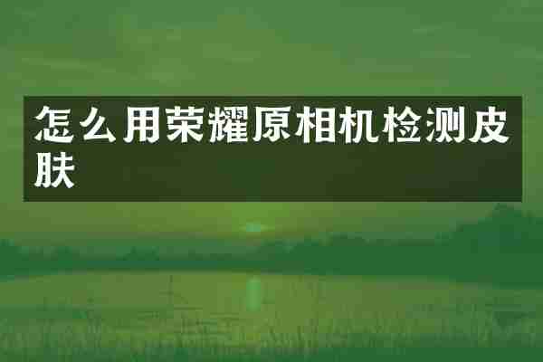 怎么用荣耀原相机检测皮肤