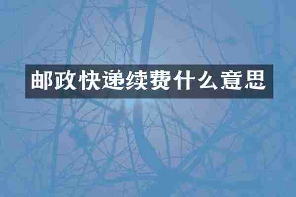 邮政快递续费什么意思