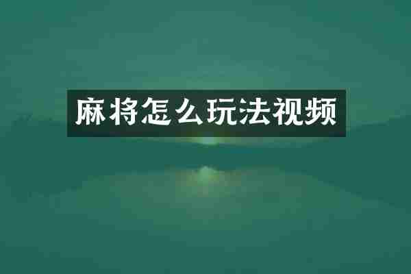 麻将怎么玩法视频