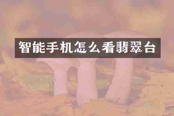 智能手机怎么看翡翠台