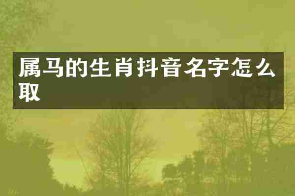 属马的生肖抖音名字怎么取