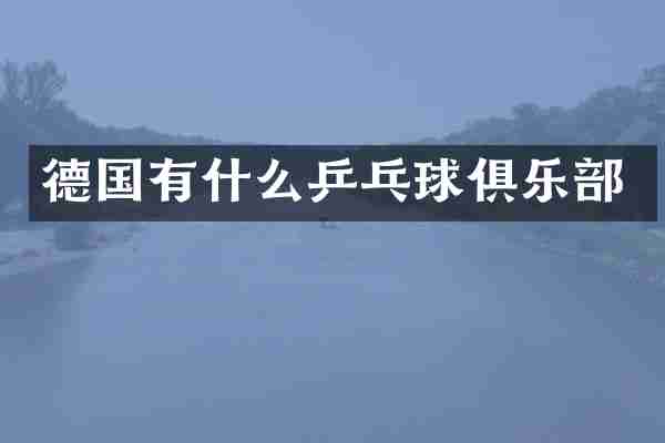 德国有什么乒乓球俱乐部