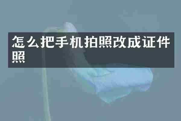 怎么把手机拍照改成证件照