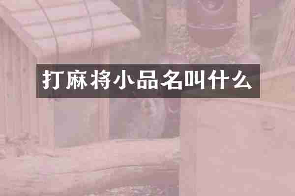 打麻将小品名叫什么