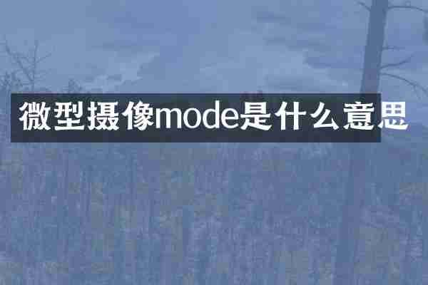 微型摄像mode是什么意思