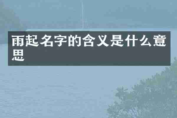 雨起名字的含义是什么意思
