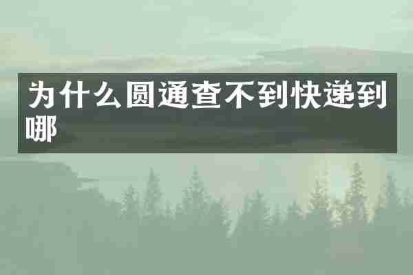 为什么圆通查不到快递到哪