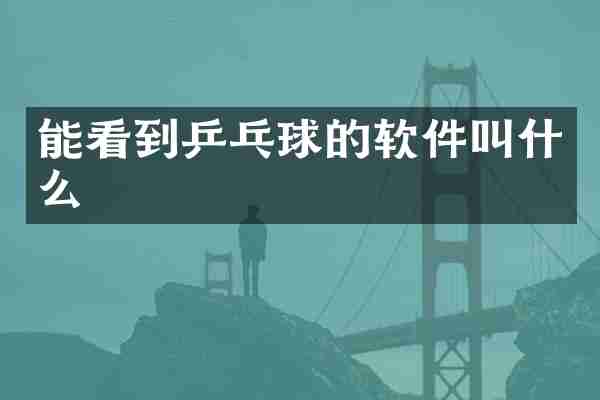 能看到乒乓球的软件叫什么