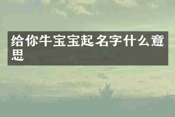 给你牛宝宝起名字什么意思