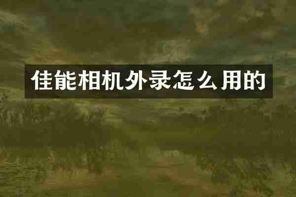 佳能相机外录怎么用的
