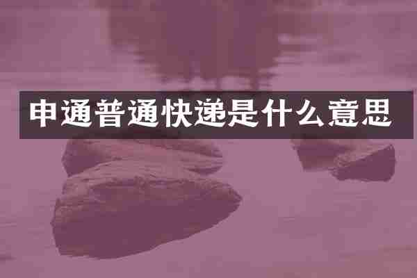 申通普通快递是什么意思