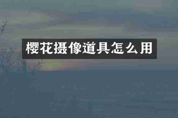 樱花摄像道具怎么用