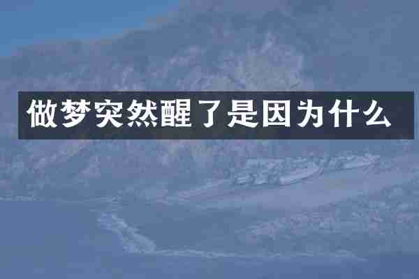 做梦突然醒了是因为什么