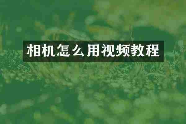 相机怎么用视频教程